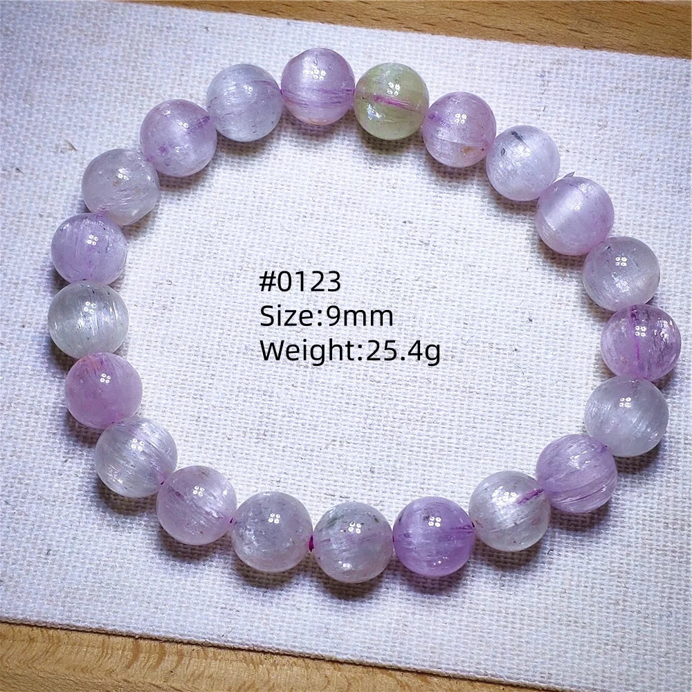 Natural Purple Kunzite Clear Round Beads Bracelet Jewelry Women Men Colorful Kunzite Bracelet Cat Eye Women Men AAAAAA