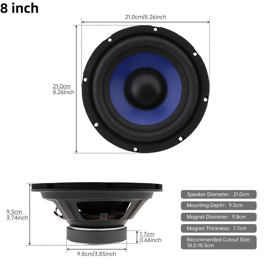 1pc 5/6.5/8/10 Inch Bass Loudspeaker Woofer Speaker for Car Audio/Home Theaters,Wide Frequency Response Car Audio Stereo Speaker