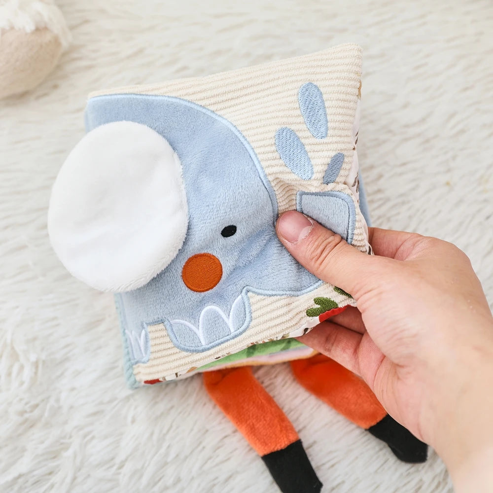 Baby Toys Cloth Book Early Educational Baby Toys Sensory Book Baby Soft Books Toys Fluffy Cartoon Elephant Books With Mirror