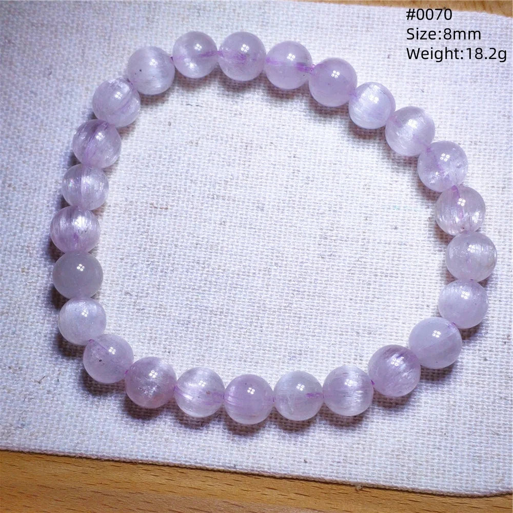 Natural Purple Kunzite Clear Round Beads Bracelet Jewelry Women Men Colorful Kunzite Bracelet Cat Eye Women Men AAAAAA