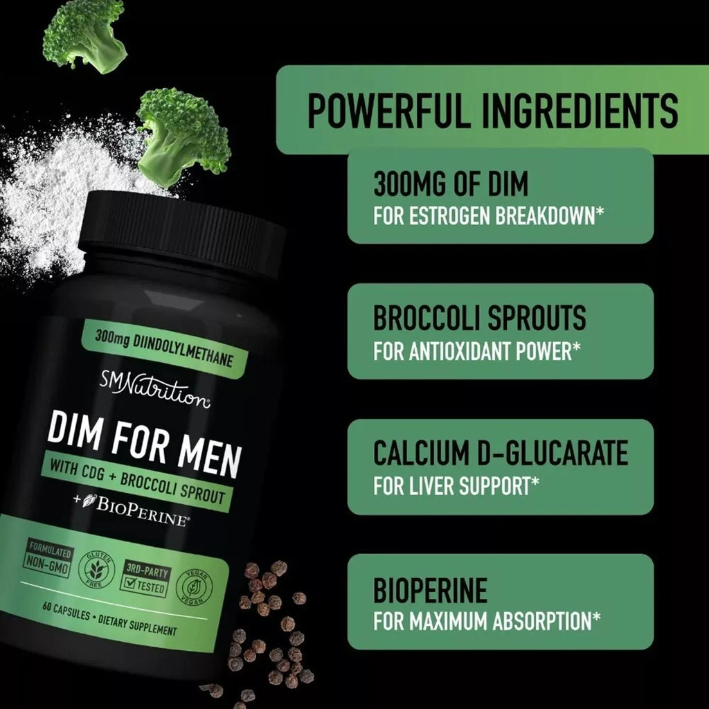 DIM Supplement for Men - Increase Hormone Levels, Improve Physical Fitness, Prostate Health, and Boost Energy