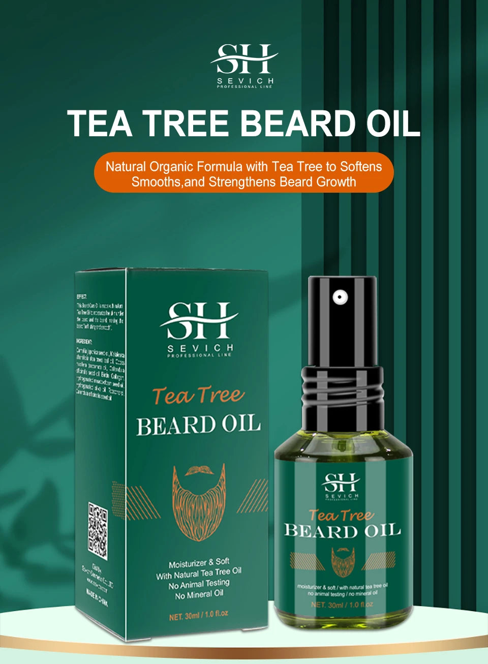 SEVICH Growth Beard Oil for Men Moisturizing Styling Trim Care Thicker Promote Beard Regrowth Strengthen Shine Soften Beard Oil