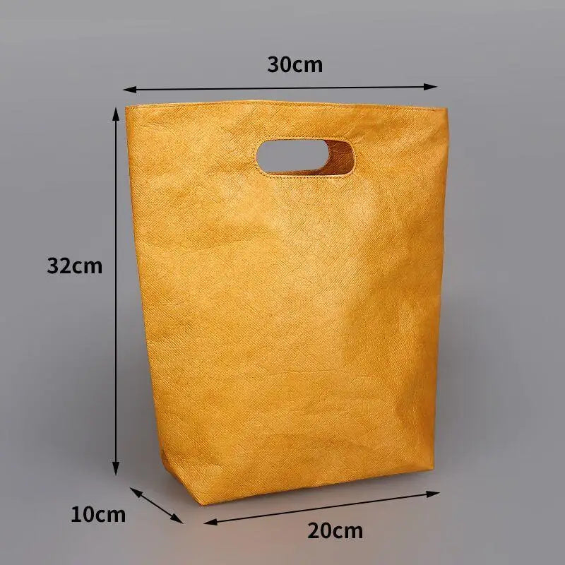 Retro Commuter Large Capacity Women's Tote Bag Kraft Paper Handbag Washable Simple Ins Style Casual Fashion Handbag