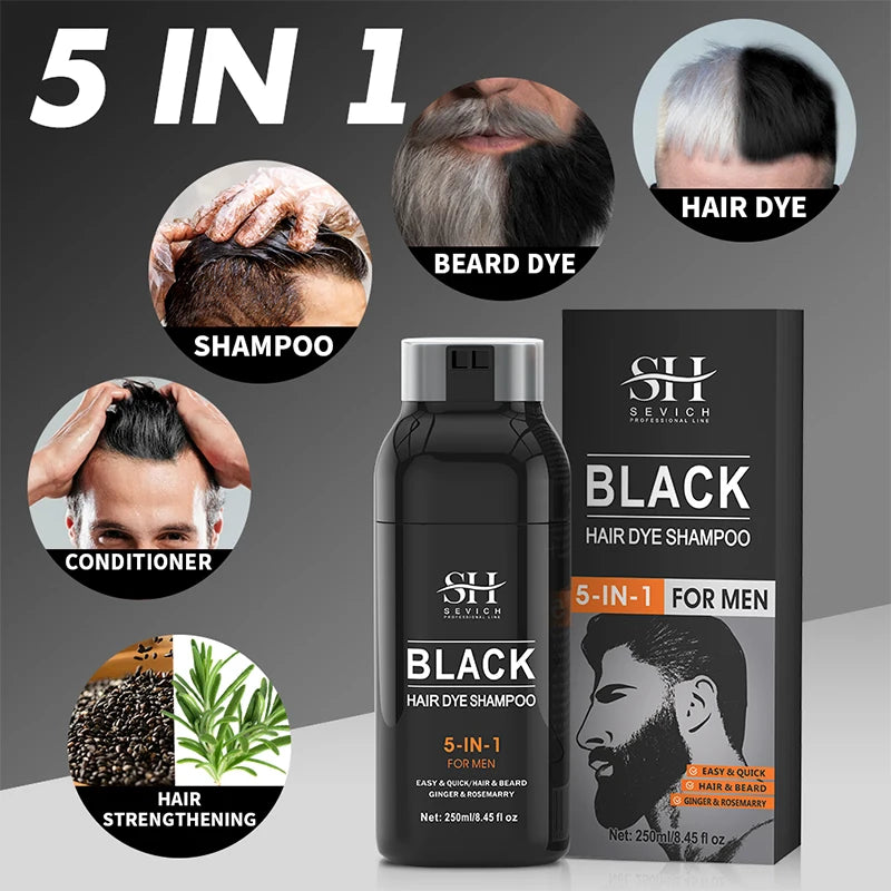 Hair Color Shampoo Instant Coloring Shampoo Cover Gray White Hair Concealer Natural Black Color for Men Women Hair Dye Coloring