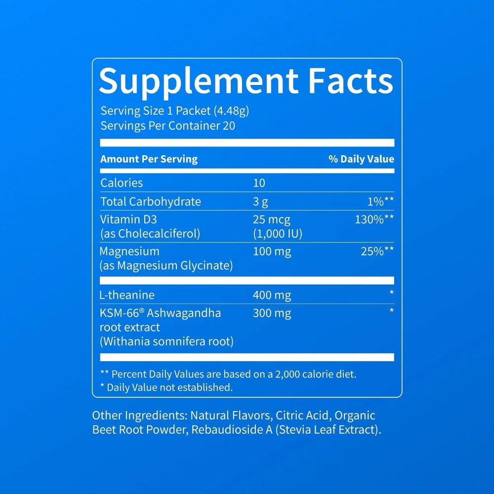SupraCalm Adaptogenic Mix Raspberry Lemonade Supplement for Relaxation And Focus No Artificial Colors Or Sweeteners 20 Count