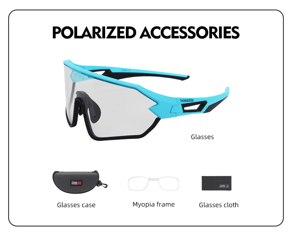 ThinkRider Bike Photochromic Cycling Glasses Bicycle Glasses Sports Men's Sunglasses MTB Road Cycling Eyewear Protection Goggles