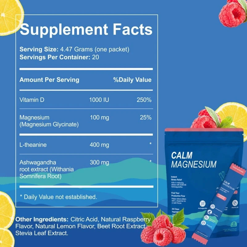 Powdered Drink Mix Electrolyte Vitamin Supplement for Relaxation - Soothe Mind Relieve Anxiety Promote Muscle Recovery