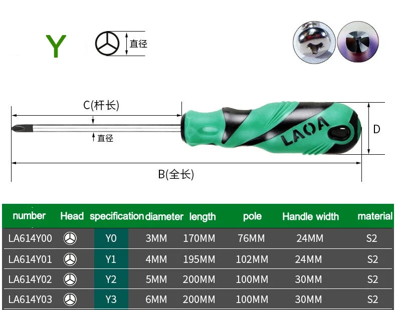 LAOA Special-shaped screwdriver Y-shaped U-shaped H triangle magnetic screwdriver socket screwdriver