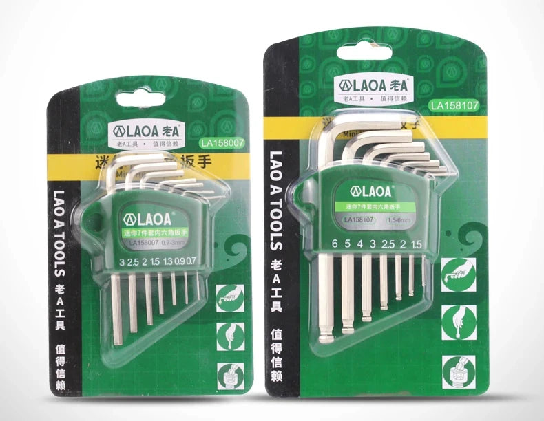 LAOA Mini 7-piece allen wrench hexagonal hexagonal screwdriver set 0.7/0.9/1.3/1.5/2/2.5/ 3mm wrench Allen key