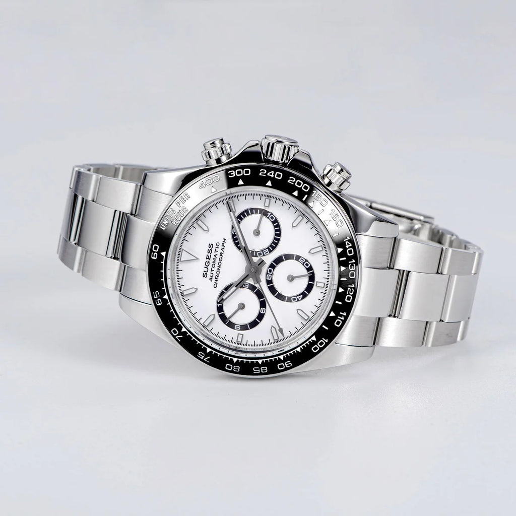 Sugess Diving Mens Watch Panda Automatic Mechanical Chronograph Peacock SL4801 Movement Wristwatch Waterproof Ceramic Bezel New