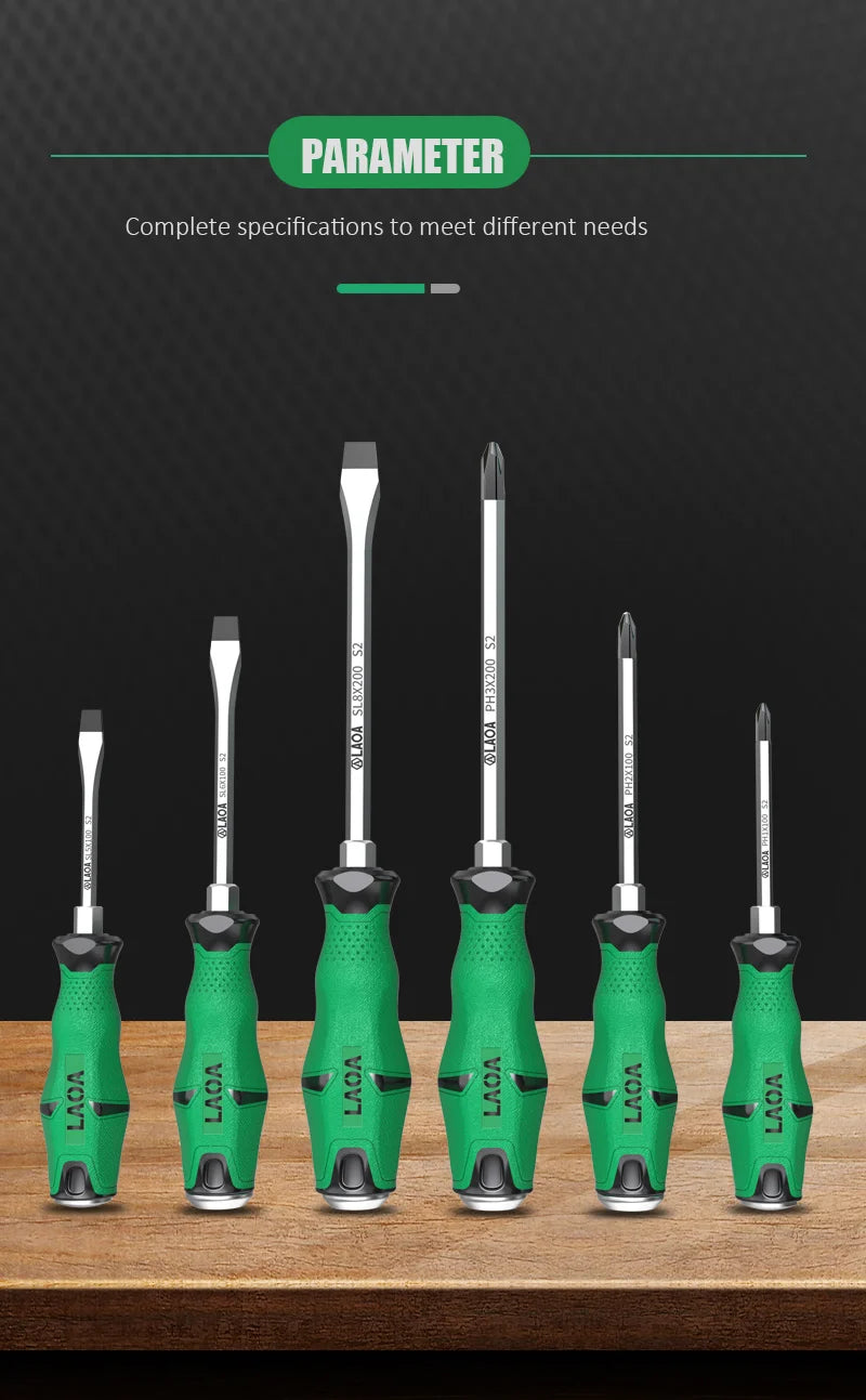 1pcs LAOA Magnetic Screwdriver Phillips Slotted Screwdrivers Set Hardness 58HRC Alloy Steel with Tap Knock Function