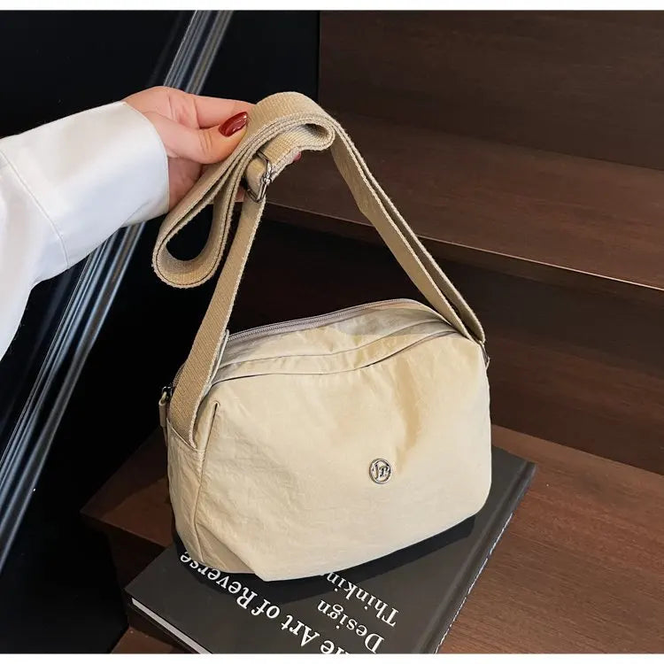 New 2025 Multi-Layer Casual Women's Crossbody Bag Portable Multi-Pocket Lightweight Waterproof Nylon Bag Soft Square Bag