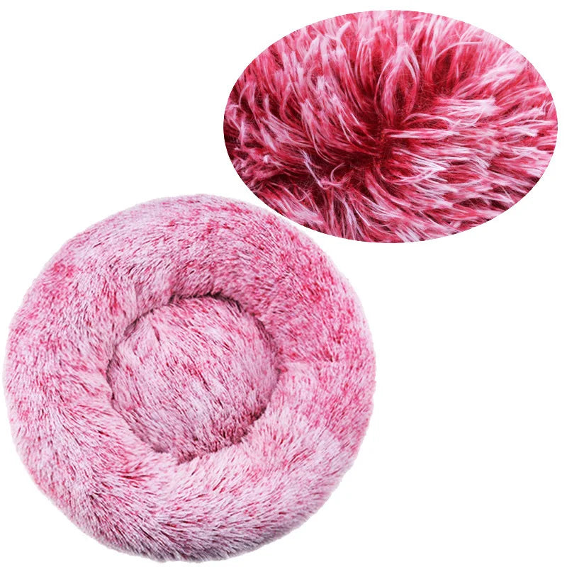 40-90cm Soft Large Cat Bed Round Warm Winter Plush Medium Dog Sofa Bed Full Filling Small Dog House Soft Cat Kennel Accessories