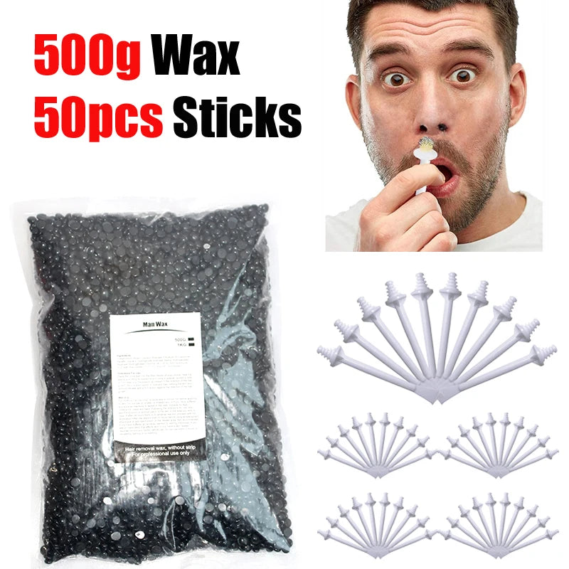 1/3Set 50g Nose Ear Hair Removal Wax Kit Painless & Easy Mens and Women Nasal Waxing Lightweight Portable Hair Removel Tools