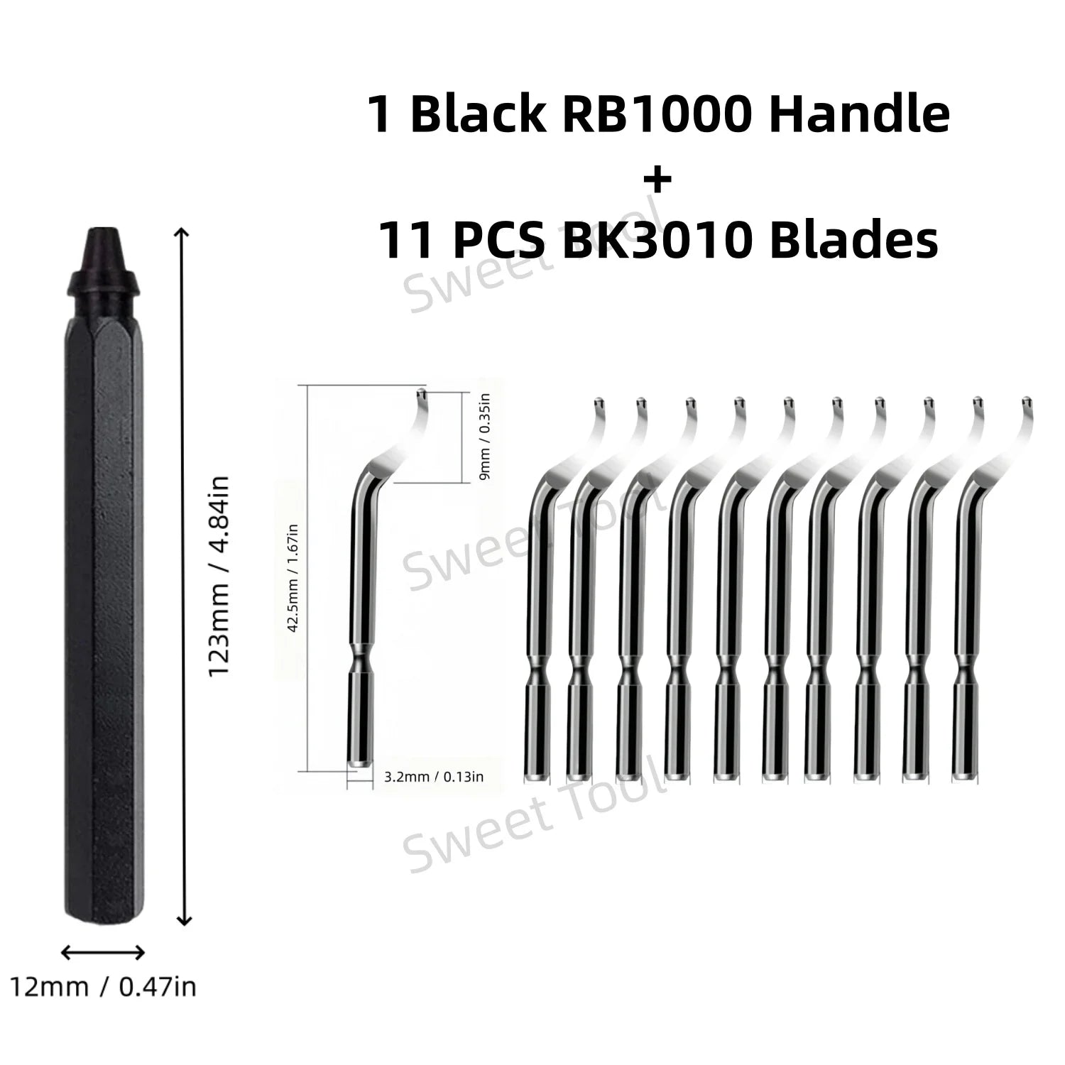 Deburring Tool Set RB1000 Black Metal Handle with 1/10/11 Swivel Blades for Metal PVC Plumbing 3D Printing Plastic Copper Resin