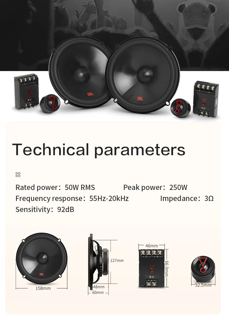 JBL 6.5-inch car audio speaker STAGE3 607CF two-way door speaker treble mid-speaker subwoofer speaker car speaker surround sound
