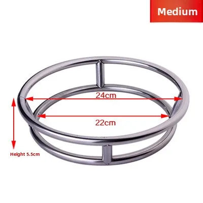 Thickened Stainless Steel round Tube Wok Stand Double Layer Pot Pad with Plate Connected Pot Stand Heat Insulation Anti-Scald...