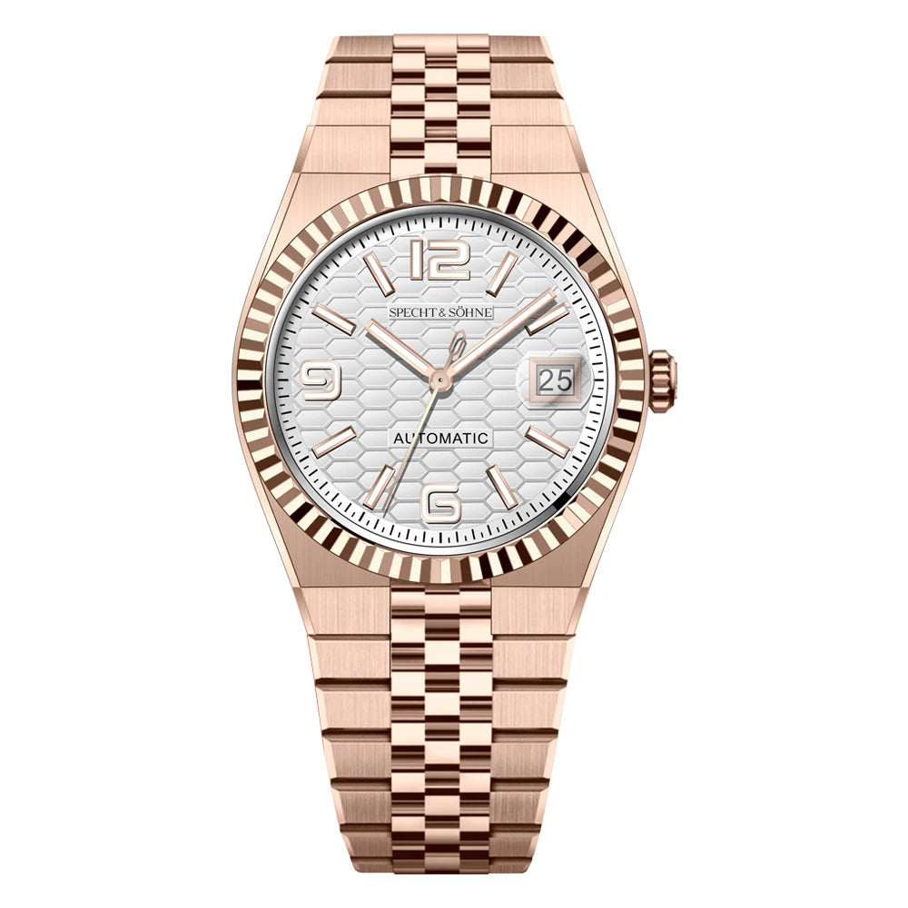 New Specht & Söhne Men's Watches Japan 8215 Automatic Mechanical Watch Rose Gold Stainless Steel Sapphire Crystal Waterproof