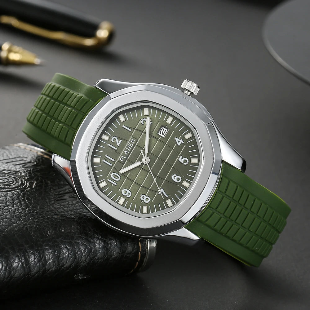 Fashion Watch Men Classic Orange Grenade Dial Minimalist Wristwatch Sport Silicone Strap Dive Auto Date Men's Watches Hot Sale