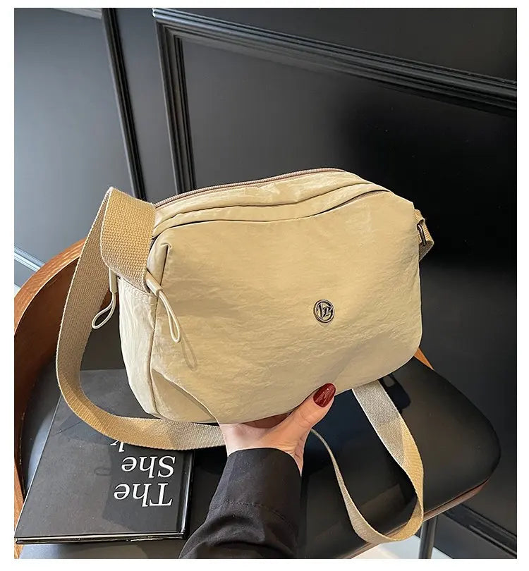 New 2025 Multi-Layer Casual Women's Crossbody Bag Portable Multi-Pocket Lightweight Waterproof Nylon Bag Soft Square Bag