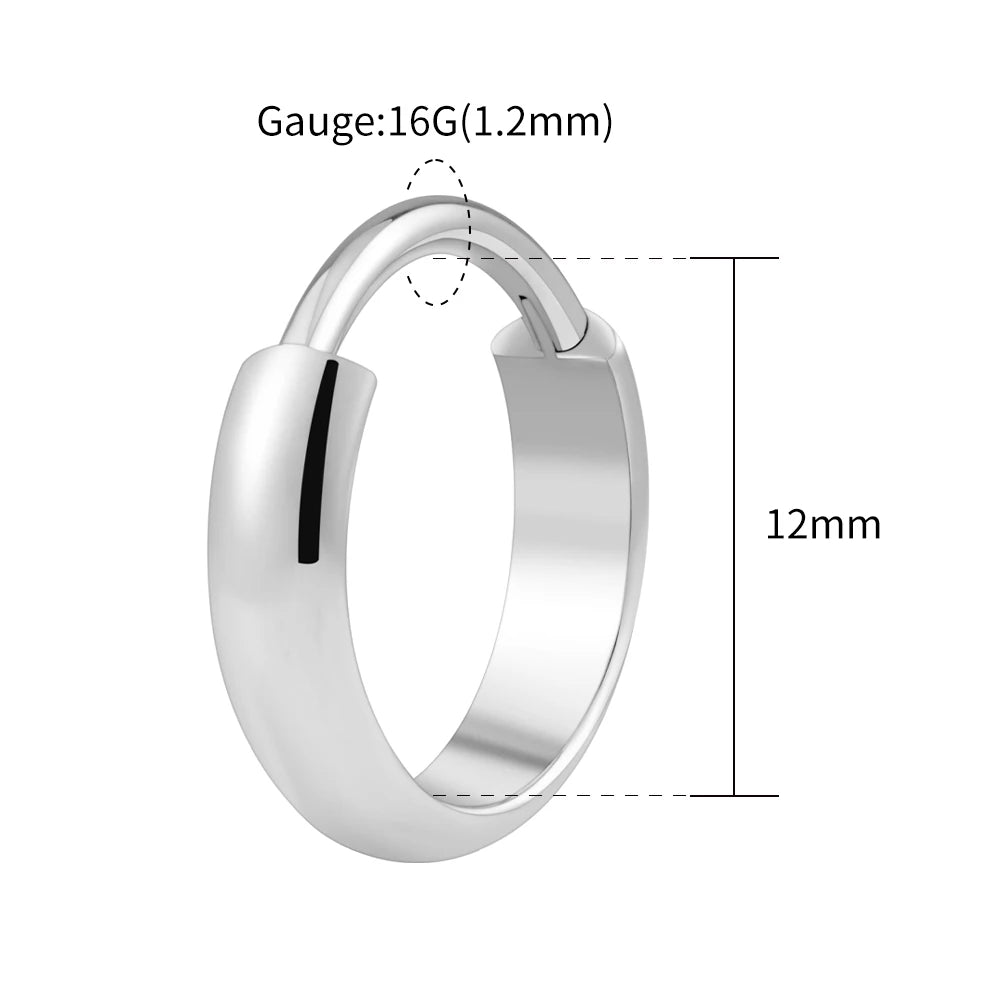 Right Grand ASTM F136 Titanium 16G Wide Chunky Conch Clicker Ring 8/10/12mm Cartilage Hoop Earring Earlobe Nose Piercing Jewelry