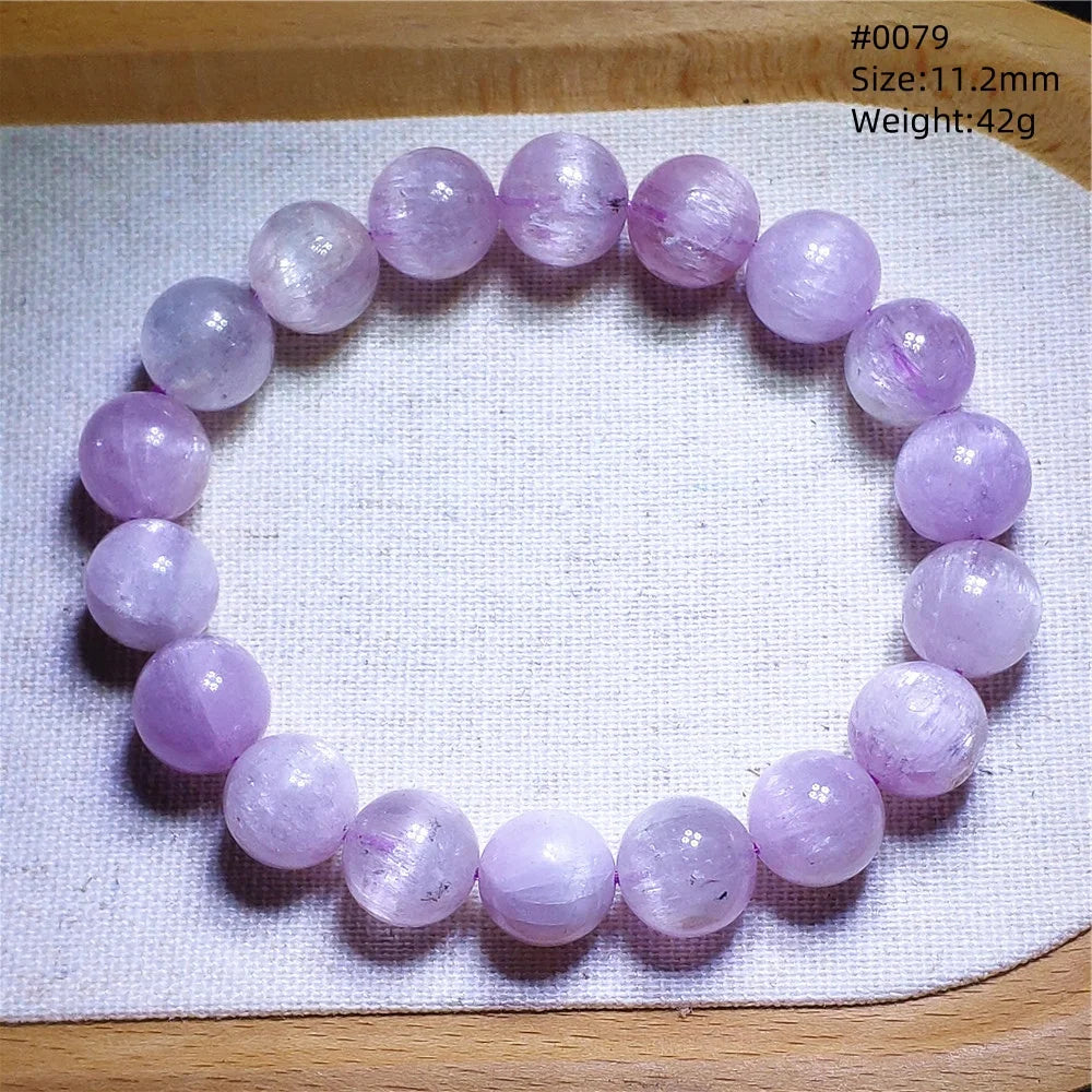Natural Purple Kunzite Clear Round Beads Bracelet Jewelry Women Men Colorful Kunzite Bracelet Cat Eye Women Men AAAAAA