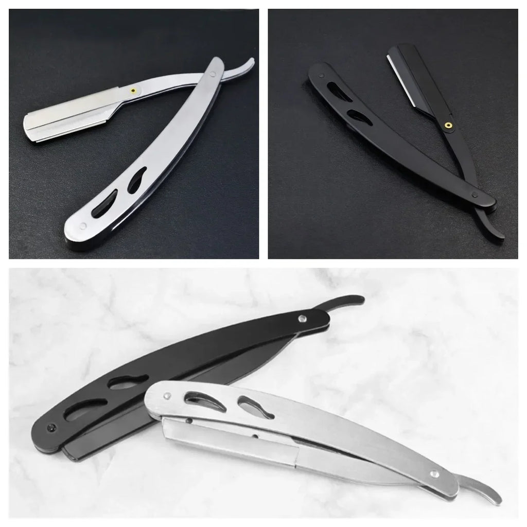 1/3/5pcs Professional Manual Shaver Straight Edge Stainless Steel Barber Razor Men Folding Shaving Shave Beard Cutter With Blade