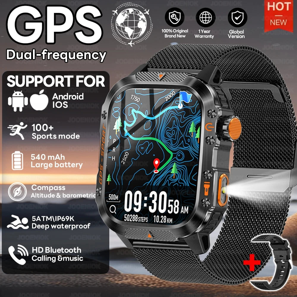 2025 New Dual-Frequency Satellite GPS Sports Smart Watch Compass Barometer Bluetooth Call 10ATM Waterproof Swim Smart Bracelet