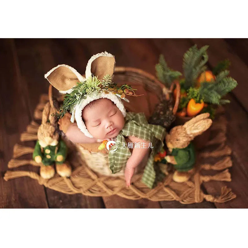 2023 Newborn Photography Props Girl Handmade Retro Woven Basket Fotografie Accessorie Studio Baby Photo Shoot Bed Backdrop Chair