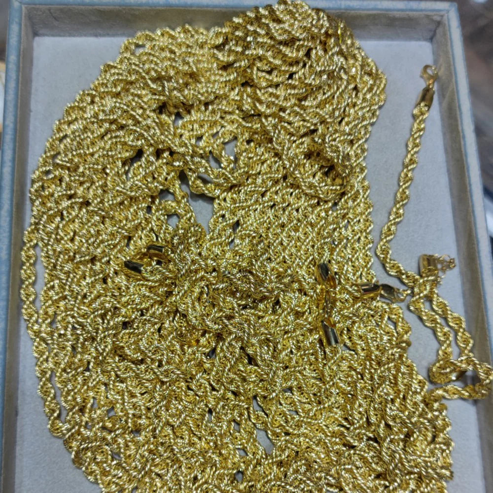 Sinya Pure 18k Au750 Gold Rope Chain Necklace Anklets Bracelets 100% Real Fine Jewelry For Women Ladies Mom Girls Best Gift