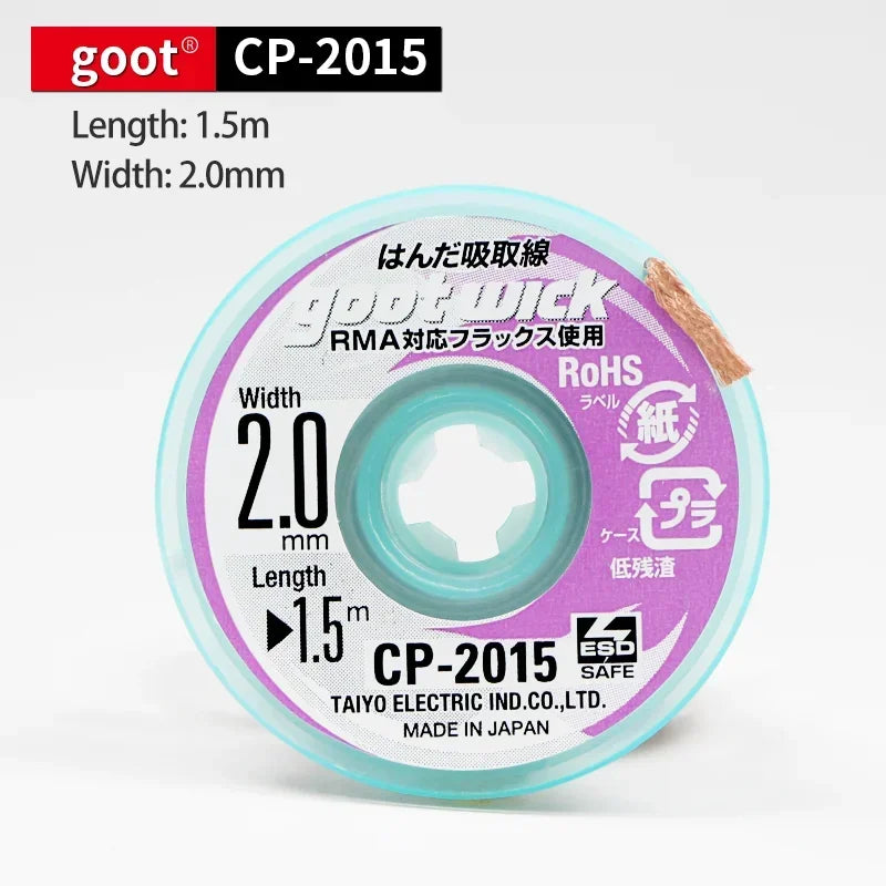 GOOT Desoldering Wick CP2015 CP2515 CP3015 CP3515 High Quality Braided Copper Wire BGA Solder Remover Repair Tool