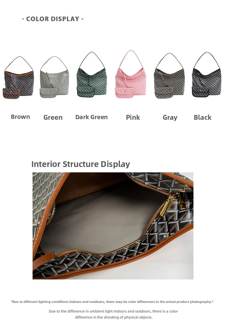 Large Capacity Women's Shoulder Bag Fashionable Commuter Tote Bag Soft PU Leather Printed Geometric Pattern Autumn New Arrival