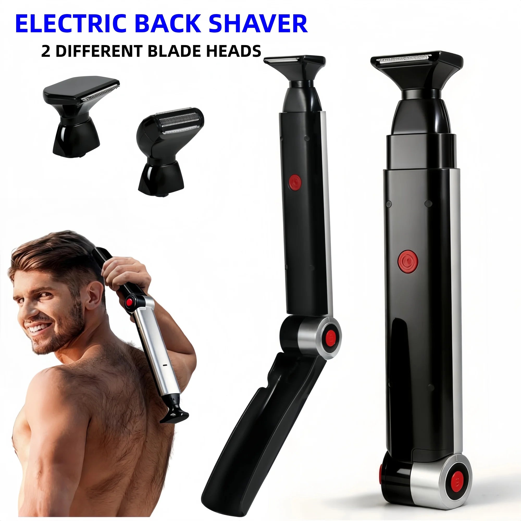Men Shaving 180 Degrees Foldable Electric Back Hair Shaver Long handle men back shaver 2 In 1 Facial Hair Trimmer Razor