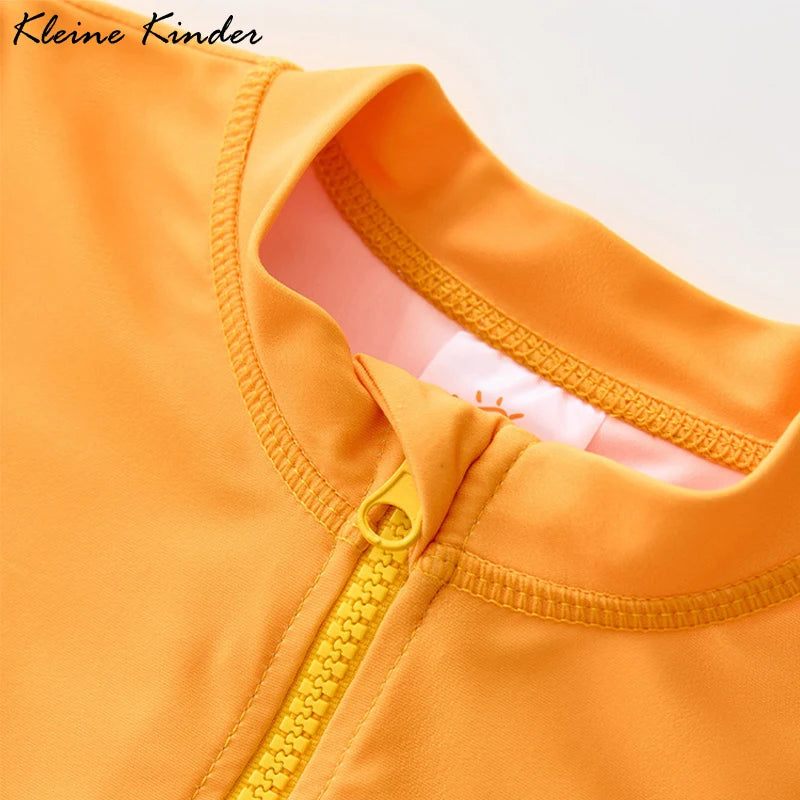 Children's Swimsuit Orange Long Sleeve Rash Guard Kids UPF50 UV Protection Boy's Beach Clothes Shark Swimming Bathing Suit Kids