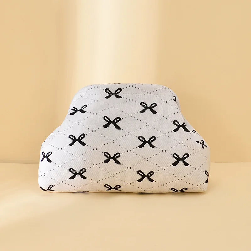 Striped Beach Bag Cloud Knitted Fashion Commuter All-Match Makeup Bag Weave Cross-Border Style Polyester Pillow-Shaped Bag