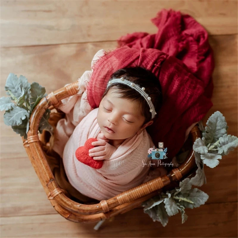 2023 Newborn Photography Props Girl Handmade Retro Woven Basket Fotografie Accessorie Studio Baby Photo Shoot Bed Backdrop Chair