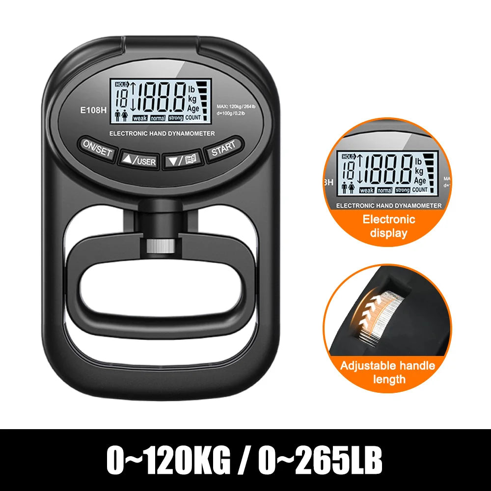 NEW Grip Strength Tester 265Lbs/120Kg Digital Hand Dynamometer Grip Strength Meter USB LCD Screen Hand Grip Dynamometer
