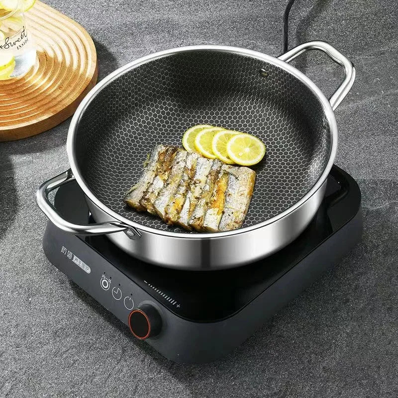 Stainless steel soup pot honeycomb non stick pot no oil fume household hot pot induction cooker gas stove universal