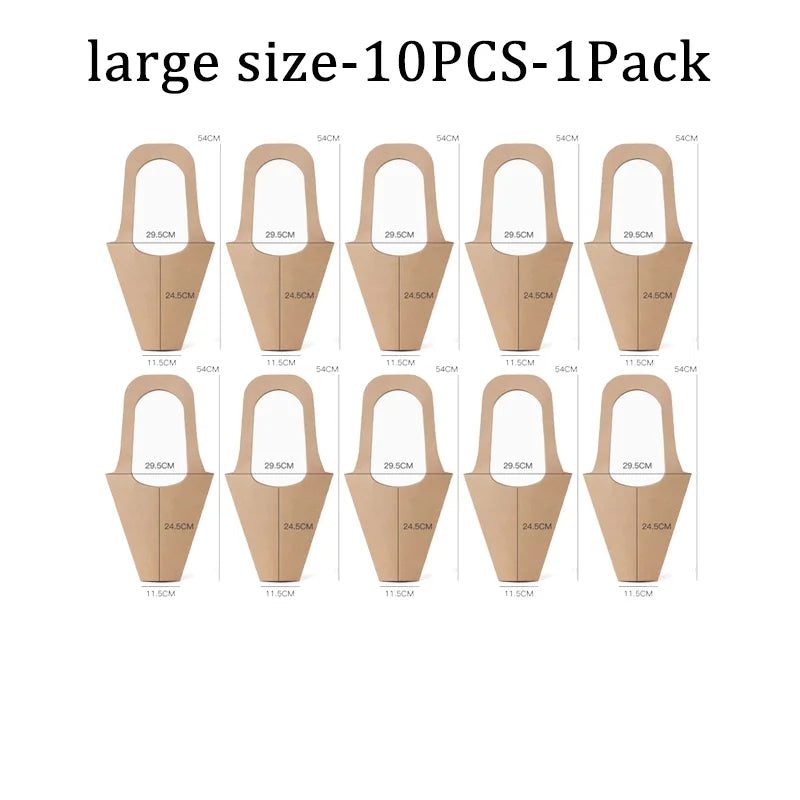Fashion Florist Rose Box Kraft Paper Wedding Handheld Decorative Flowers Boxes Birthday Party Packaging Gift Bag Decoration