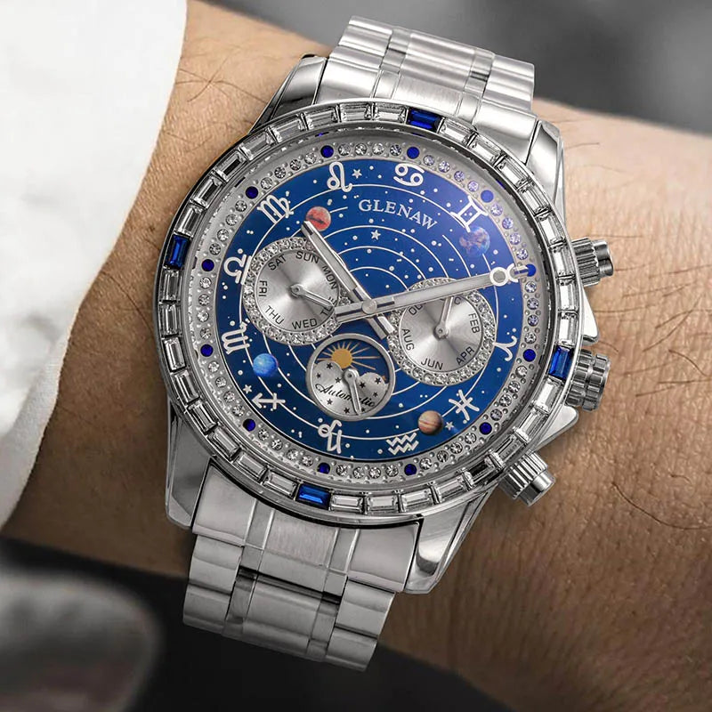 Glenaw top brand luxury fashion personalized fully automatic mechanical gold watch men's luminous waterproof watch