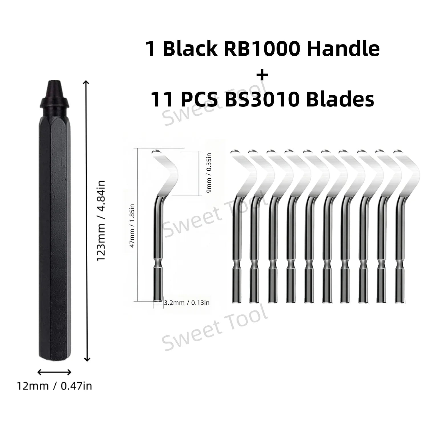 Deburring Tool Set RB1000 Black Metal Handle with 1/10/11 Swivel Blades for Metal PVC Plumbing 3D Printing Plastic Copper Resin