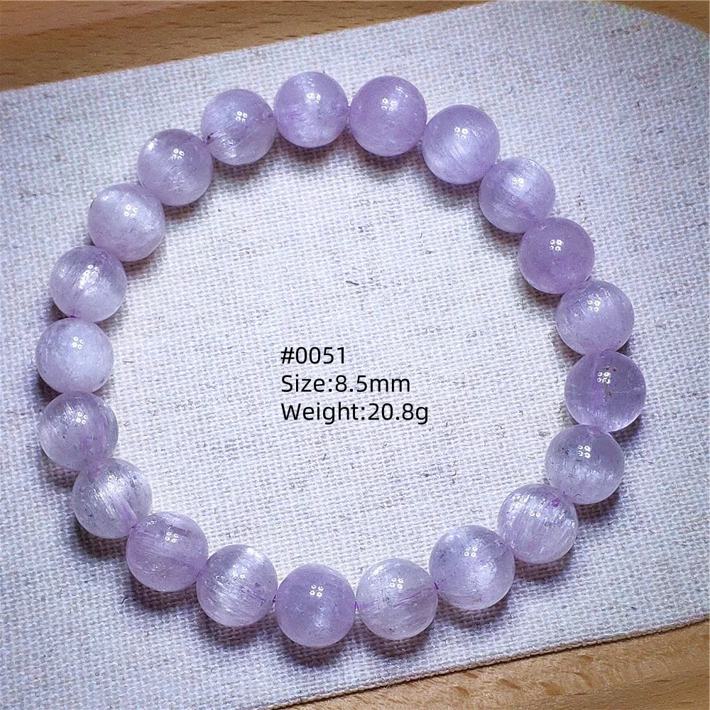 Natural Purple Kunzite Clear Round Beads Bracelet Jewelry Women Men Colorful Kunzite Bracelet Cat Eye Women Men AAAAAA