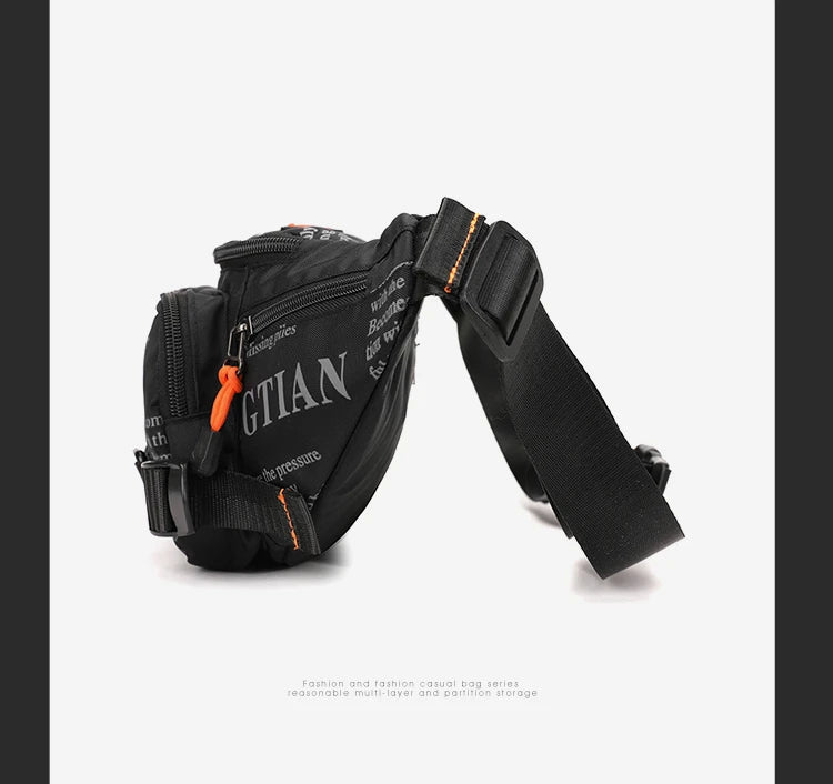 Summer Large Capacity Waterproof Nylon Sports Crossbody Bag for Men Casual Outdoor Leisure Mobile Phone Bag Trendy Sports Wai...