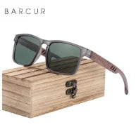 BARCUR Men's Sunglasses for Men Brand Designer Natural Walnut Wood Sun Glasses Women Polarized Eyewear UV400 Eyewear Oculos