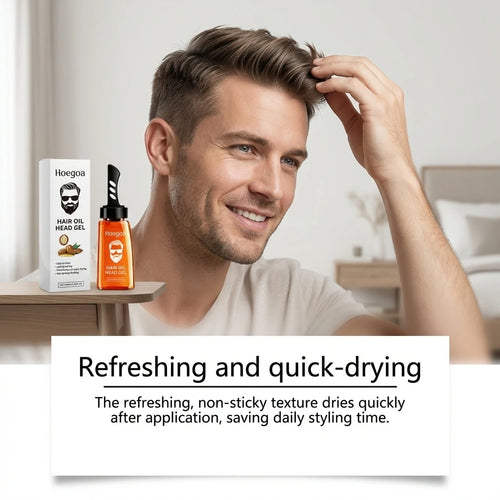 2 In 1 Men's Hair Styling Gel With Wide Tooth Comb Long-Lasting Fluffy Strong Hold Add Shine No-Greasy Hair Styling Oil Pomade