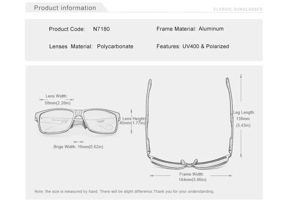 KINGSEVEN Men Polarized Sunglasses Aluminum Magnesium Driving UV400 Glasses Rectangle Shades Eye Protection Luxury Male Eyewear