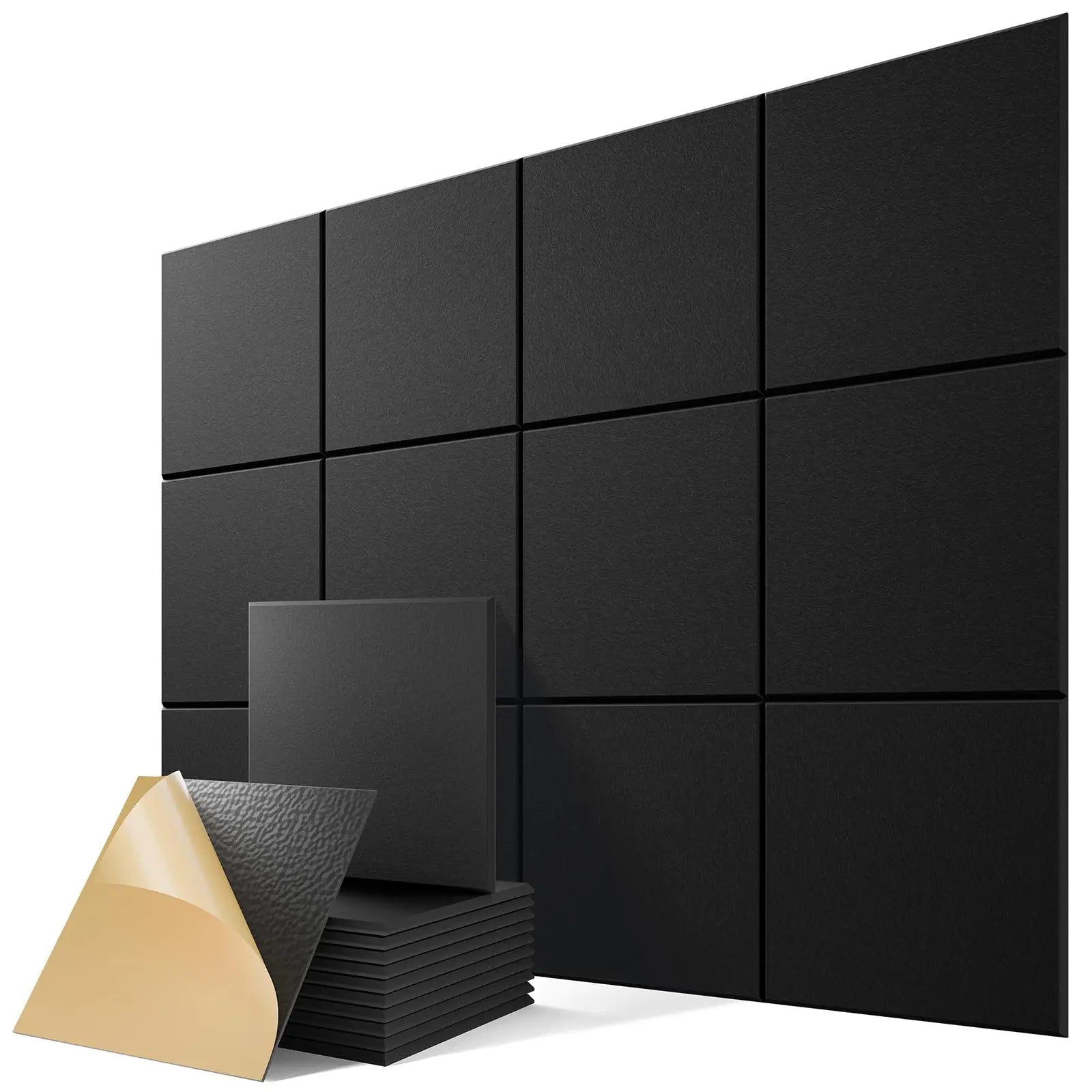 12 Pack Self-Adhesive Acoustic Panels 12" X 12" X 0.4" Square Sound Proof Panels Noise Insulation Wall Stickers for Home Studio