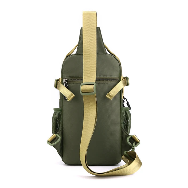 Fashionable Men's Crossbody Bag Student Casual Waist Bag Nylon Material Zipper Closure Soft Handle Multi-Compartment Pack
