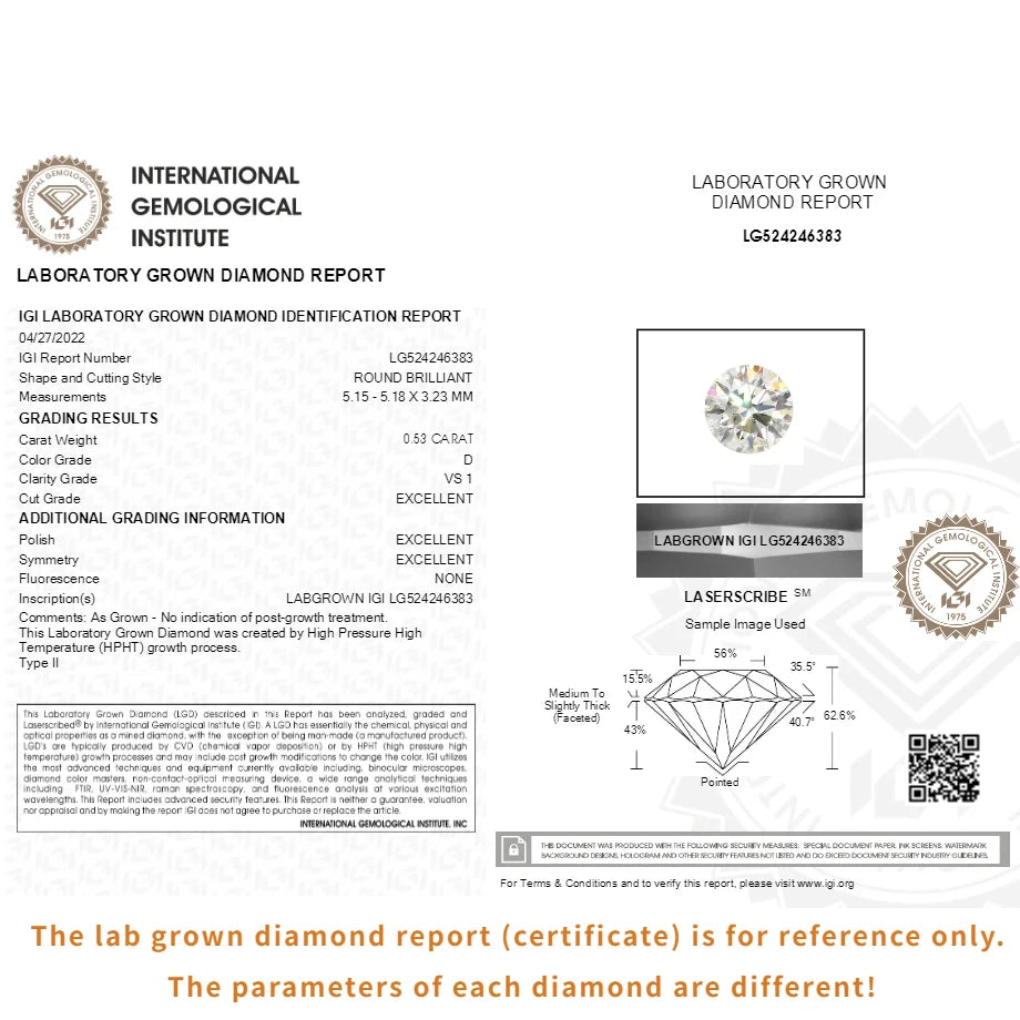 Messi Jewelry With IGI GIA Certificate Lab Grown Diamonds 0.3ct 0.5ct 0.8ct 1ct 1.5ct 2ct 3ct CVD HPHT Laboratory Diamond