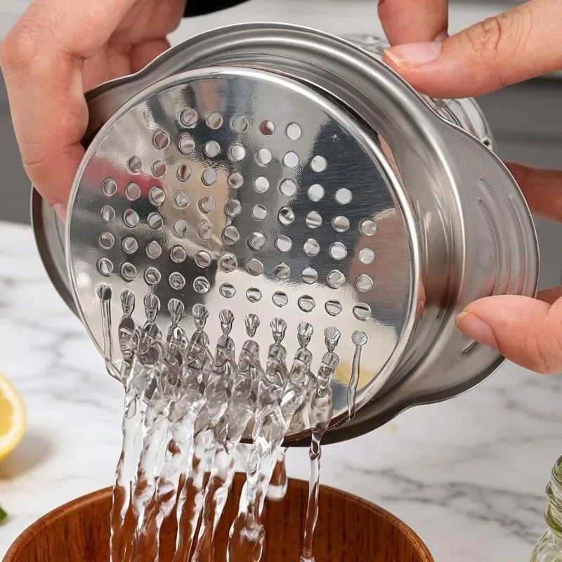 Can Strainer Stainless Steel Food Drainer Double Handle Compact Kitchen Gadget for Tuna Beans Vegetable Quick Drain Tool Durable